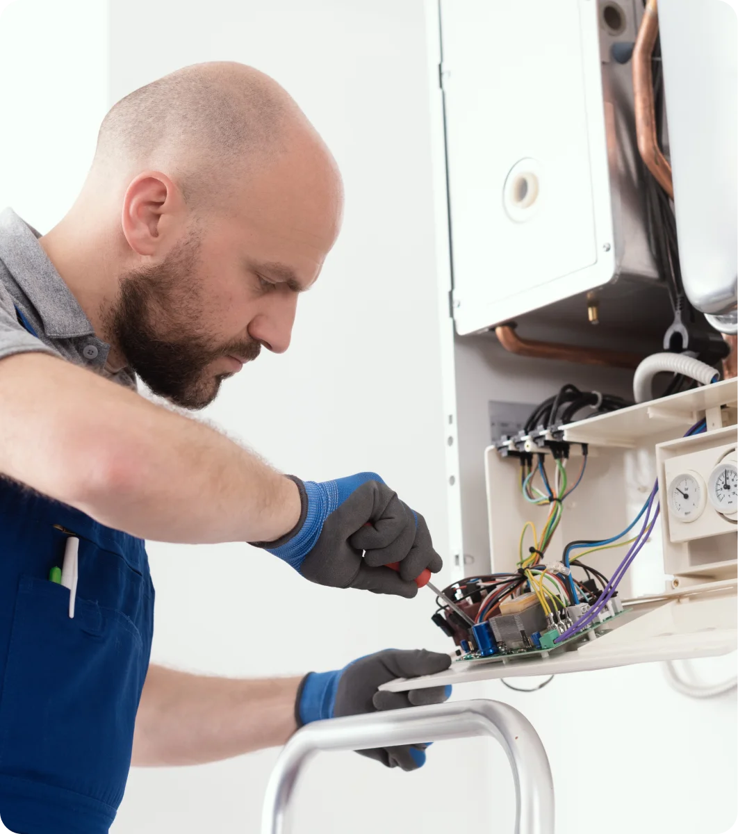 Process of a heating repair.